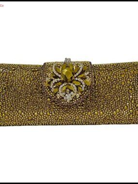 Rhinestone Floral Box Clutch Evening Bag Formal Party Prom Handbag